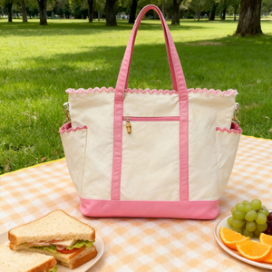 <span class=keywords><strong>Monogram</strong></span> Weekender <span class=keywords><strong>Tote</strong></span> Túi bán buôn giáo viên của món quà sò điệp Vai Túi ric Rac vải bãi biển túi - Product Image 3