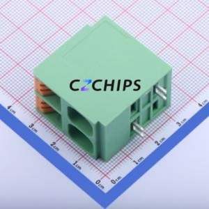 KF207RB-10.16-2P Spring Terminal Block Bent Lead Through Hole,P=10.16mm Connector 1x2P 10.16mm Green 2P - Product Image 2