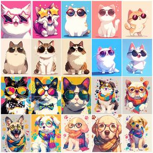 नए उत्पाद मजेदार फैशन पालतू जानवर और कुत्ते धूप के चश्मे के लिए धूप का चश्मा कस्टम डायमंड पेंटिंग कला किट - Product Image 1