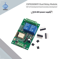 Fuente de alimentación de 5V/8-80V, módulo de relé dual ESP8266WIFI, placa de desarrollo ESP-12F, desarrollo secundario