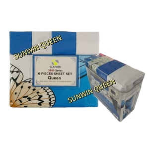 Juego de Sábanas SUNWIN Queen Metropolitan de Microfibra de 85-100GSM, Juego de 6 Piezas para Cama King/California King, Diseño Floral Azul - Product Image 1