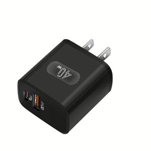 อะแดปเตอร์แปลงไฟแบบ USB-C รองรับโปรโตคอลครบถ้วน กำลังไฟ 40 วัตต์ 2 พอร์ต ชาร์จเร็ว 20 วัตต์ PD+QC สำหรับ Samsung/iPhone - Product Image 1