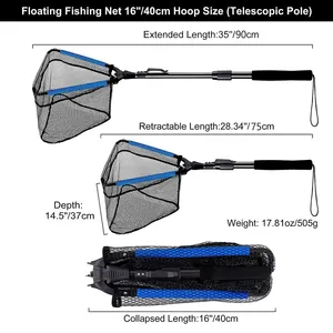 Nouveau Épuisette de pêche flottante en alliage d'aluminium, pliable, télescopique, avec poignée rétractable et filet en nylon, accessoires de pêche en <span class=keywords><strong>mer</strong></span> - Product Image 6