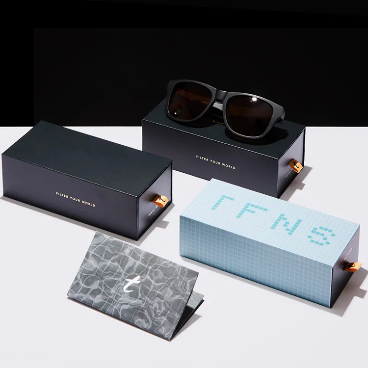 Kacamata Lensa Kontak Logo Kustom Kemasan Hadiah Mewah Kotak Paepr Karton Bergelombang Dinding Tunggal Lipat untuk Pengiriman