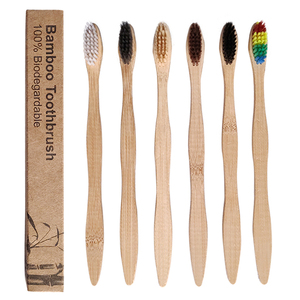10-Pack Bamboo Toothbrushes With Charcoal Bristles - Soft & Medium Natural Wood Toothbrushes Eco-Friendly