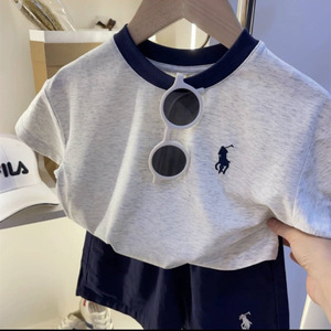 Children's T-shirt Striped Short Sleeve Cotton Moisture Wicking For Boys And Girls Summer Wear Gray Black Red Stripes - Product Image 5