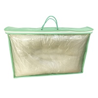 Emballage personnalisé en plastique PE non tissé Texpack pour oreiller, sac de rangement pour oreiller bleu marine avec poche pour facture et poignées en corde