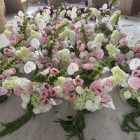 Ensemble de centres de table de mariage modernes, boules de fleurs roses, Anthurium, Calla, Hortensia vert sauge, décoration de table de luxe, ensemble personnalisé en rangée