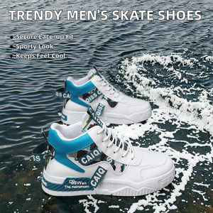 Chaussures de skate tendance et confortables pour hommes, à lacets, antidérapantes, respirantes, en cuir fendu, avec doublure adaptée pour toutes les saisons - Product Image 2