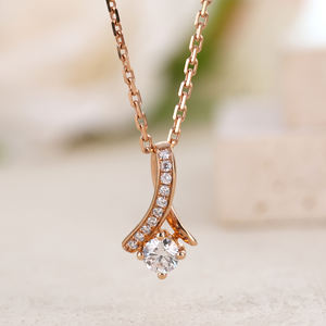 Venta al por mayor 18K oro rosa sólido Real calidad superior diamante Natural diseño Irregular colgantes bonito regalo para novia para cumpleaños - Product Image 3