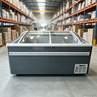 Congélateur îlot à vitrine incurvée 530L à haute efficacité énergétique, contrôle numérique, dégivrage automatique, usage commercial, OEM/ODM disponible