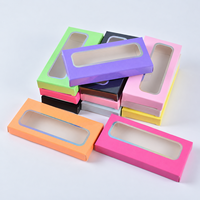 Boîte à cils en papier pliable colorée en gros, personnalisable avec logo, emballage vide pour cils avec fenêtre transparente en PVC