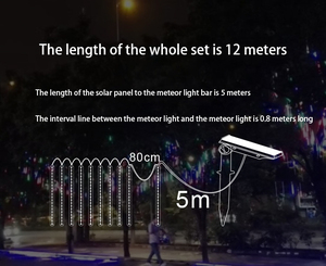 Luces LED solares de lluvia de meteoritos, iluminación de <span class=keywords><strong>calle</strong></span>, decoración de Navidad, vacaciones - Product Image 4