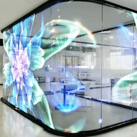 Pantalla LED Flexible Transparente Adhesiva P4 P5 P6 P10 para Grandes Escenarios tipo Cortina de Película Panel Ecran Pantalla 3D para Interiores