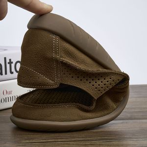 Mocassins d'été pour hommes en cuir respirant, à bout rond, à enfiler, légers et confortables, avec semelle intermédiaire en EVA et semelle extérieure en caoutchouc - Product Image 3