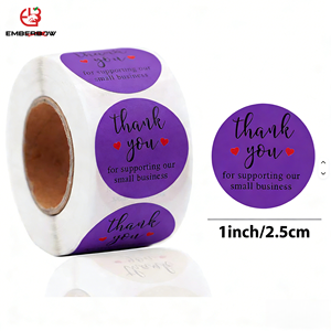 EBB Custom Bright <b>Waterproof</b> Round Thank You <b>Stickers</b> Glossy <b>Sticker</b> Roll Colorful Candle Gift Packaging Adhesive Seal <b>Stickers</b> - Product Image 1