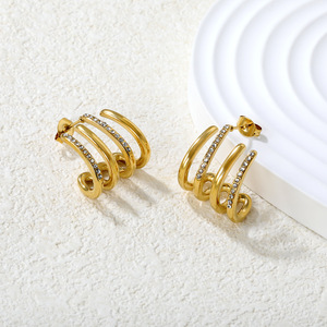 ต่างหูแฟชั่นทรงตัว C ชุบทอง 18k ทำจากโลหะผสมสังกะสี ประดับมุก ดีไซน์เรขาคณิต เหมาะสำหรับงานปาร์ตี้ - Product Image 4