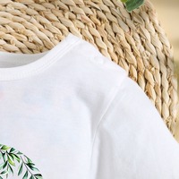 Romper Bayi Musim Panas 2026 Motif Hewan 100% Katun Lengan Pendek Putih Ramah Lingkungan Bernapas Unisex Kancing Tekan Selangkangan
