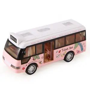 Kinder Geluid En Licht Bus Open Deur Bus Model Speelgoedauto Schattige Mini Model Bus Jongens En Meisjes Speelgoed Auto