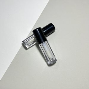 Tubo de Brillo Labial de Plástico Transparente de 0.5ml con Tapa Negra, Envase Vacío para Aplicación de Maquillaje DIY - Product Image 1