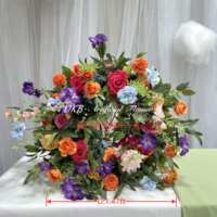 Guirlande de roses blanches artificielles de 50 cm et 60 cm, petite boule de fleurs, centre de table, couronne pour décoration de mariage - Vente chaude