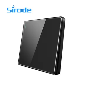 4 Gang Switch Sirode T1 Series British Standard Black Acrylic Glass Plate 4 Gang 1 Way Electrical Wall Switches And Sockets For Home