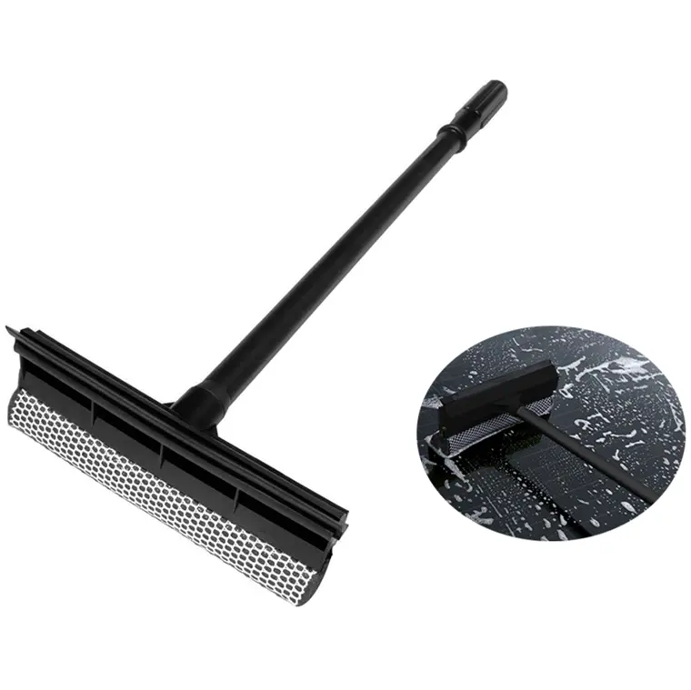 Plastic Long Handle Car Glass Scraper Cleaning Squeegee Wiper Window Cleaner Glass Water Collect Squeegee with Sponge