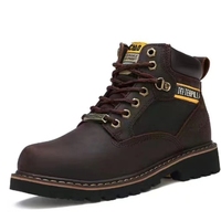 Nouvelles bottes de travail montantes pour hommes, avec embout en acier, en cuir véritable, classiques, pour l'extérieur, l'exploitation minière et la construction, chaussures de sécurité de marque d'usine