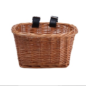 Natural Wicker Folk Style Hand-Woven Bicycle Baskets Children's Bike Front Basket