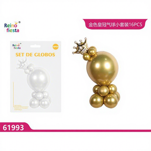 Juego de 16 Globos de Látex con Corona Dorada, Kit de Decoración para Fiestas de Cumpleaños y Graduación, Hecho en China - Product Image 1