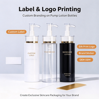 Flacon distributeur de lotion rond de luxe en PET, blanc, noir, transparent, en plastique, avec pompe transparente pour gel douche et sérum