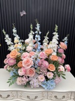 Arreglo Floral Colorido para Boda, 80 cm, Decoración Floral con Rosas Artificiales para el Pasillo, Arreglo Floral para Eventos de Boda
