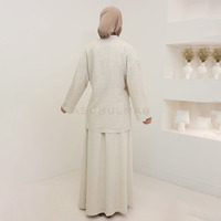 Ensemble Modeste Femme Aschulman en Tissu Viscose et Lin, Couleur Unie, Haut et Jupe Large 2 Pièces pour Femmes Musulmanes