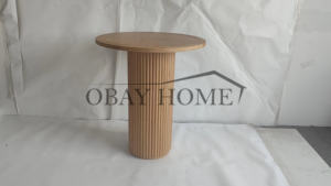 โต๊ะค็อกเทลทรงกลมสไตล์ทันสมัย โต๊ะไม้เนื้อแข็งสำหรับงานอีเว้นท์ให้เช่า โต๊ะกลมลายร่อง โต๊ะบาร์ไม้สำหรับงานแต่งงาน - Product Image 5