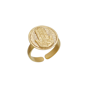 Anillo Hamsa de Plata de Ley 925 Chapado en Oro, Anillo Espiritual con Chapado en Oro de 18K, al por Mayor, Última Moda - Product Image 1