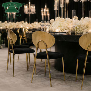 Location de mobilier Chaise de mariage à dossier haut en acier inoxydable doré pour les mariés Hôtel Salle à manger et salon à l'extérieur - Product Image 1