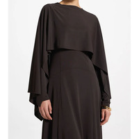 Robe longue Abaya islamique modeste pour femme, style cape, en polyester respirant, col rond, confortable, infroissable, légère, satinée, style turc, ODM