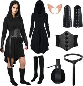 Costume da Arciere Medievale Forest Echo con Cintura, Orecchie e Accessori per Fiera Rinascimentale e Halloween, per Donna Adulta - Product Image 6