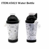 Bouteilles d'eau murales pour enfants à double paille isotherme, avec couvercle transparent à clapet, pour dessin DIY sur papier vierge, avec gobelet intégré