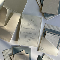 Invitations de mariage haut de gamme personnalisées en carton coton avec lettrage en relief, cartes postales, liste des invités et cartes de menu