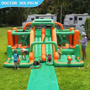 Party Top Qualität Outdoor Grade Green Kinder Karneval Bounce House Aufblasbare springende Hüpfburg Wasser rutsche