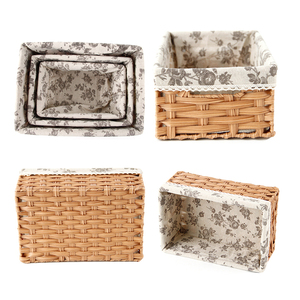 Debris Storage Basket Desktop Key Cosmetic Wicker Handwoven Storage Box Household Rattan Woven Basket Set Of 3