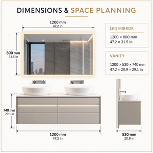 <span class=keywords><strong>Meuble</strong></span> <span class=keywords><strong>de</strong></span> salle <span class=keywords><strong>de</strong></span> bain mural moderne avec double vasque et miroir LED anti-buée pour appartement - Product Image 4