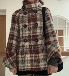 Veste à carreaux de style automne hiver 2025 <span class=keywords><strong>pour</strong></span> femmes européennes américaines manteau long à simple boutonnage veste épaissie - Product Image 1