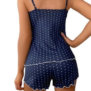 Pyjamas pour femmes de style européen et américain, nouveaux modèles à col en V, vêtements d'intérieur confortables avec boutons, bordure en dentelle, caraco et - Product Image 5