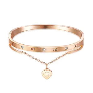 Bracelet cœur en acier inoxydable pour femme, magnifique et exclusif, vente en gros