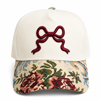 Gorra de Béisbol con Bordado Floral Personalizado, Gorra Trucker Vintage con Lazo, Gorra para Mujer, Gorra Estilo Dad, Visera de Tapicería, Correa Ajustable, OEM ODM