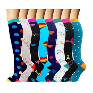 Thời Trang Màu Biểu Tượng Tùy Chỉnh Bóng Đá Đầu Gối Cao Chạy Xe Đạp Thể Thao Compression Socks