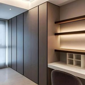 Armoire de chambre à coucher en bois de couleur unie moderne personnalisable avec portes coulissantes, meubles de maison minimalistes de conception nouvelle - Product Image 1