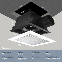 Ventilateur de plafond puissant DCFAIR BPT10-25H pour salle de bain et cuisine, double roulement à billes, commande par bouton, construction métallique
